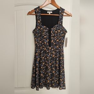 Floral black mini dress